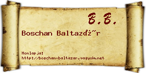 Boschan Baltazár névjegykártya